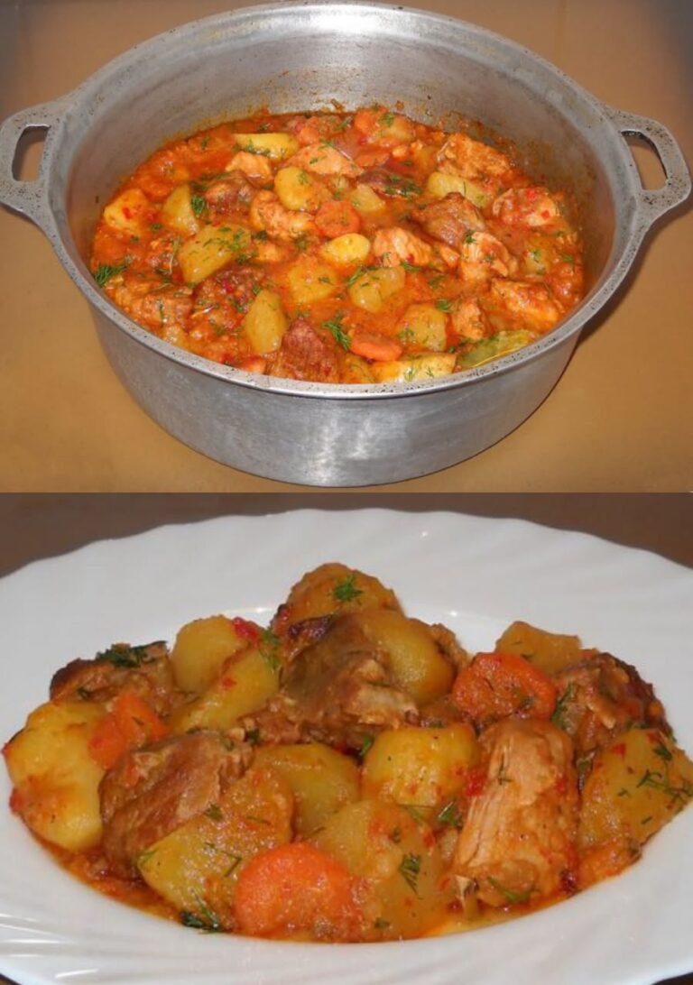 Tocanita gustoasa de cartofi cu carne de porc