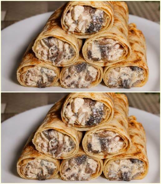 Clatite Umplute cu Salata de Pui