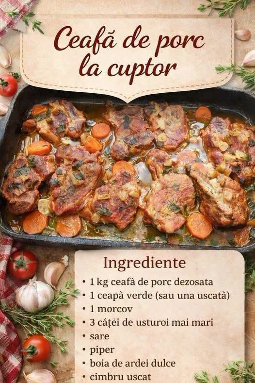 Ceafa de porc la cuptor – reteta de friptura frageda de porc