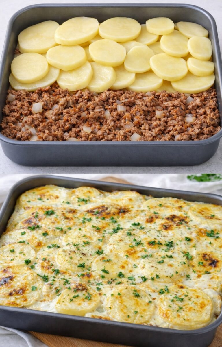 Musaca de cartofi cu carne tocata