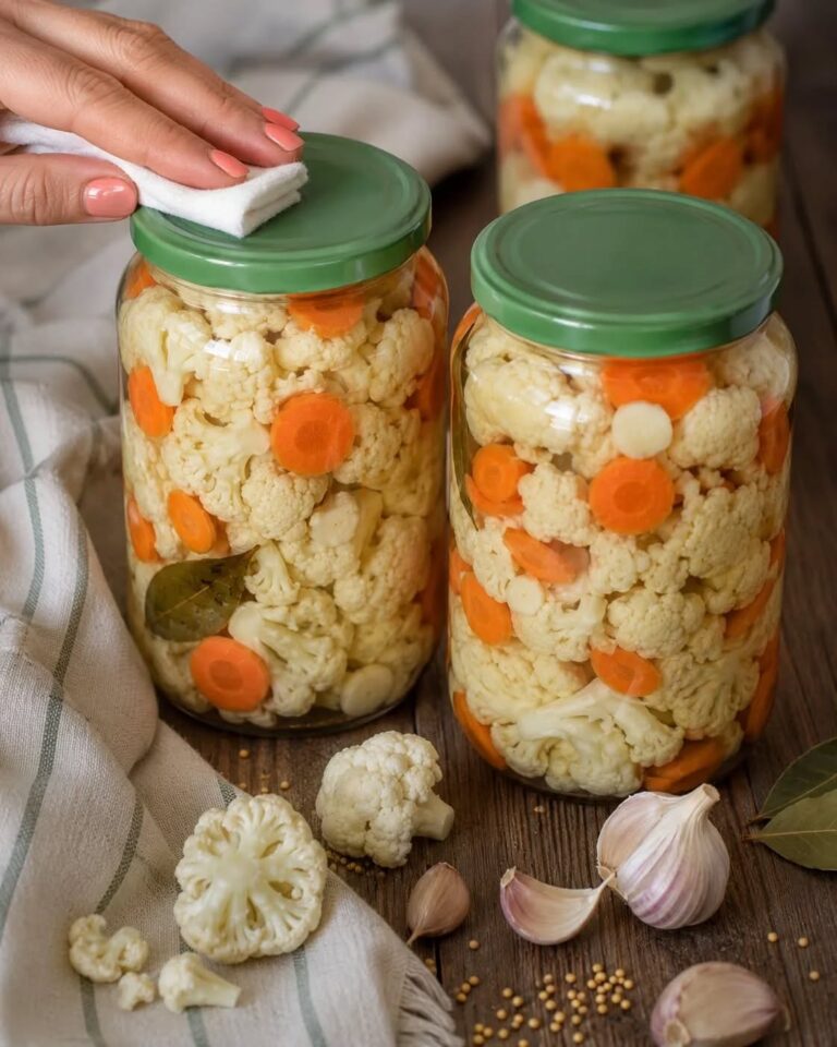Conopidă murată crocantă la borcan, cu apă clocotită 🥦🫙