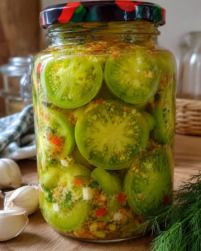 Roșii verzi murate la borcan cu ardei și usturoi 🍅🌶️