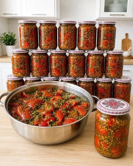 🍅 Roșii Măcinate cu Usturoi și Verdeață la Borcan: Rețeta Tradițională pentru Iarnă!