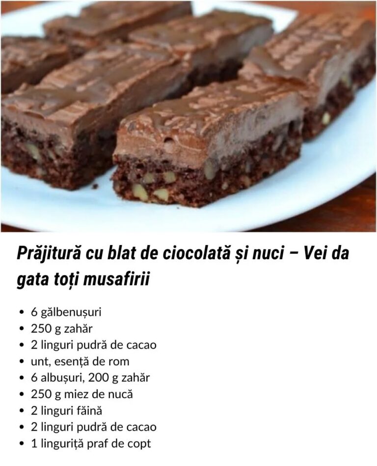Prăjitură cu blat de ciocolată 🍫 și nuci 🌰 ➜ Vei da gata toți musafirii