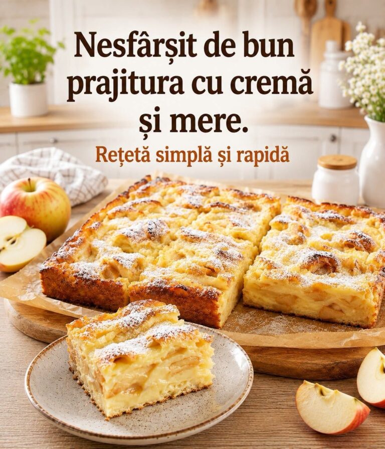 Prăjitură delicată cu cremă și mere. Simplă și rapidă.