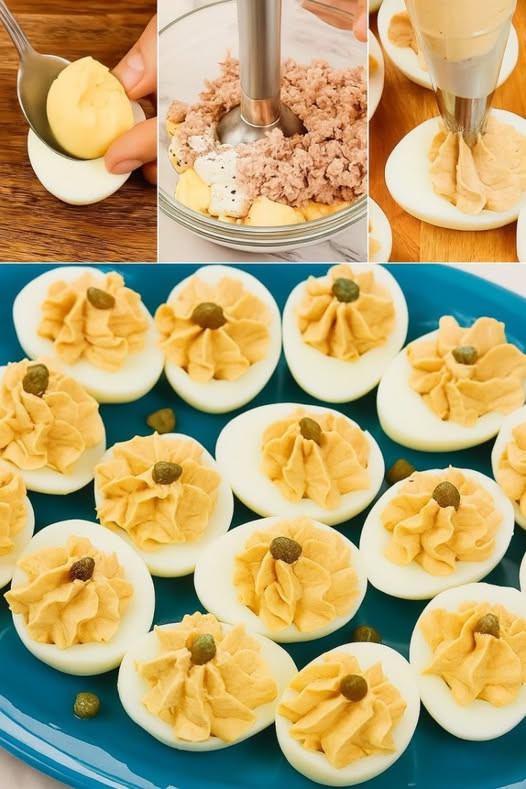 🥚 Ouă Umplute cu Pastă de Ton și Capere: Aperitivul Elegant și Delicios!
