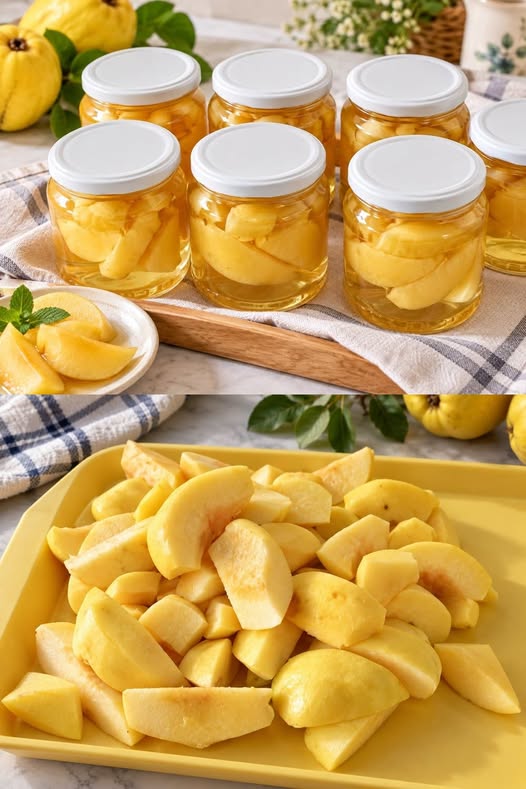 🍐 Compot de gutui pentru iarnă – Aromat, delicios și ușor de preparat! 🍯✨