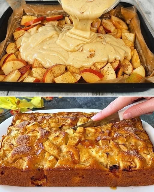 🍎🍰 O prăjitură simplă cu mere, atât de fragedă încât ți se topește în gură! 😍