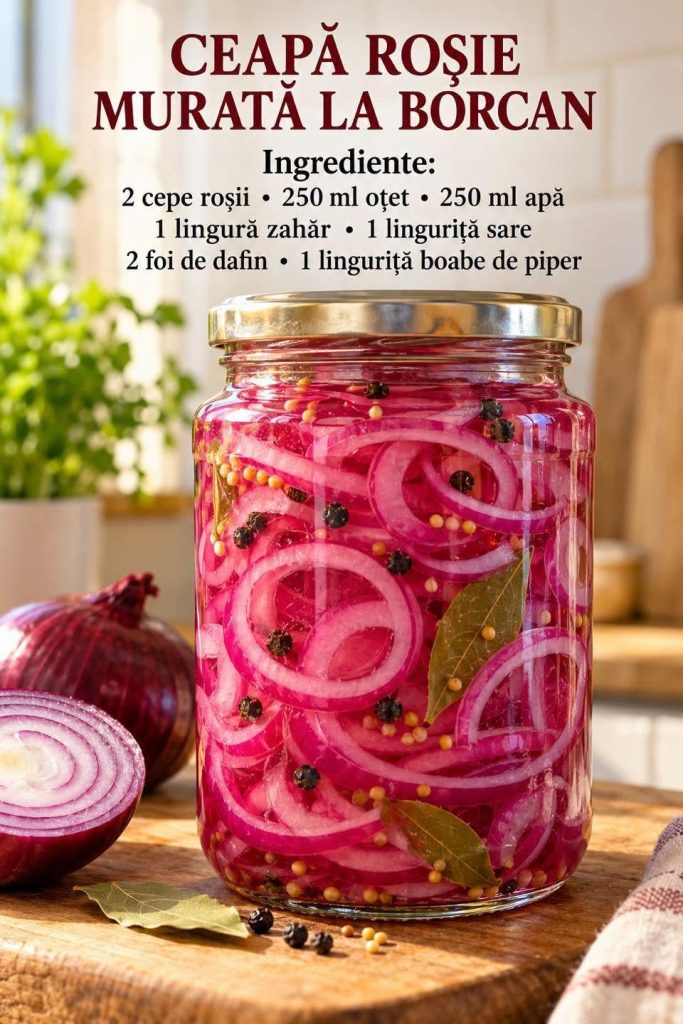 CEAPĂ ROȘIE MURATĂ LA BORCAN – crocantă, aromată și gata în câteva ore!