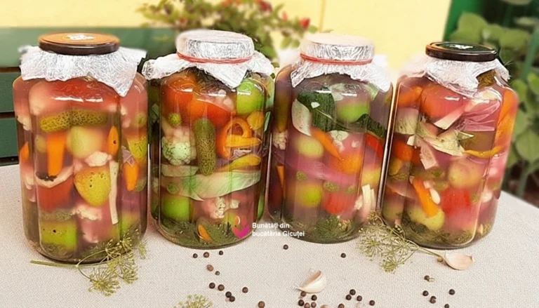 Muraturi asortate de casa – crocante, colorate si pline de savoare! O adevarata bunatate pregatita pentru sezonul rece, fie ca alegi borcanele sau butoiasul traditional. V-am lasat link spre reteta pas cu pas in comentarii.