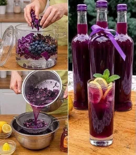 🫐 Suc de varză violetă și afine – O băutură colorată, răcoritoare și plină de savoare! 💜✨