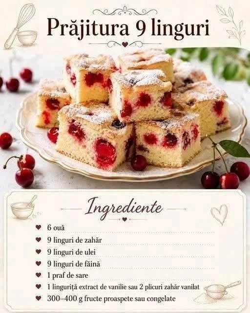 Prăjitură pufoasă cu fructe – Rețeta rapidă și delicioasă pentru momente speciale