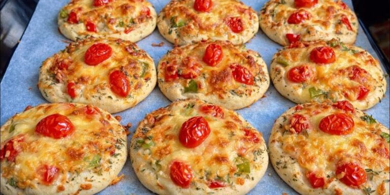 Mini pizza cu ardei, roșii cherry și cașcaval